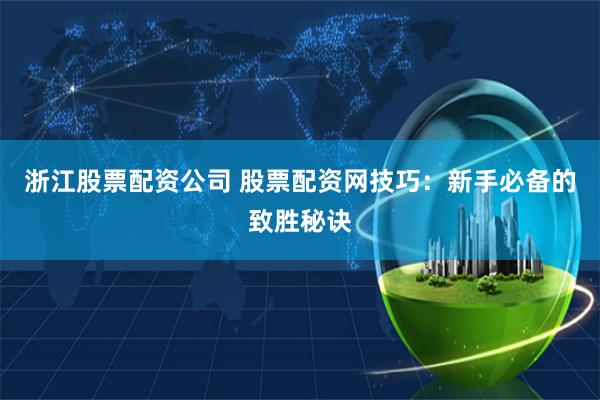 浙江股票配资公司 股票配资网技巧：新手必备的致胜秘诀